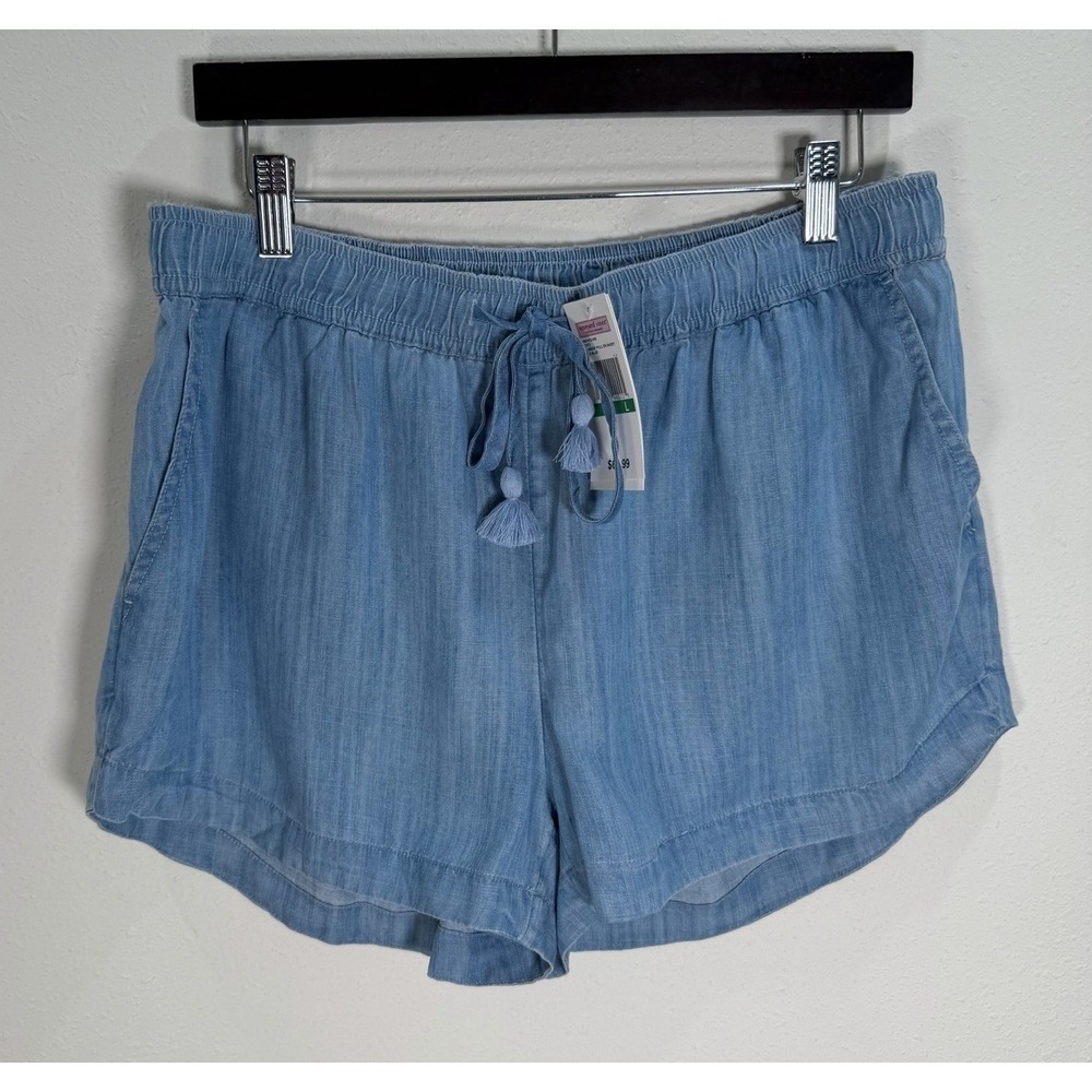 NWT Vineyard Vines Shorts Women's Tencel Chambray Pull-On Blue Sz Large $65 New